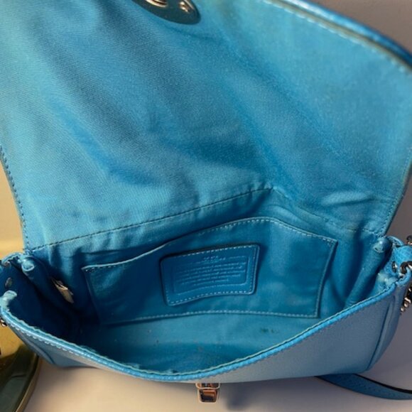 Coach Bright Blue Leather Pocket book - Picture 2 of 3